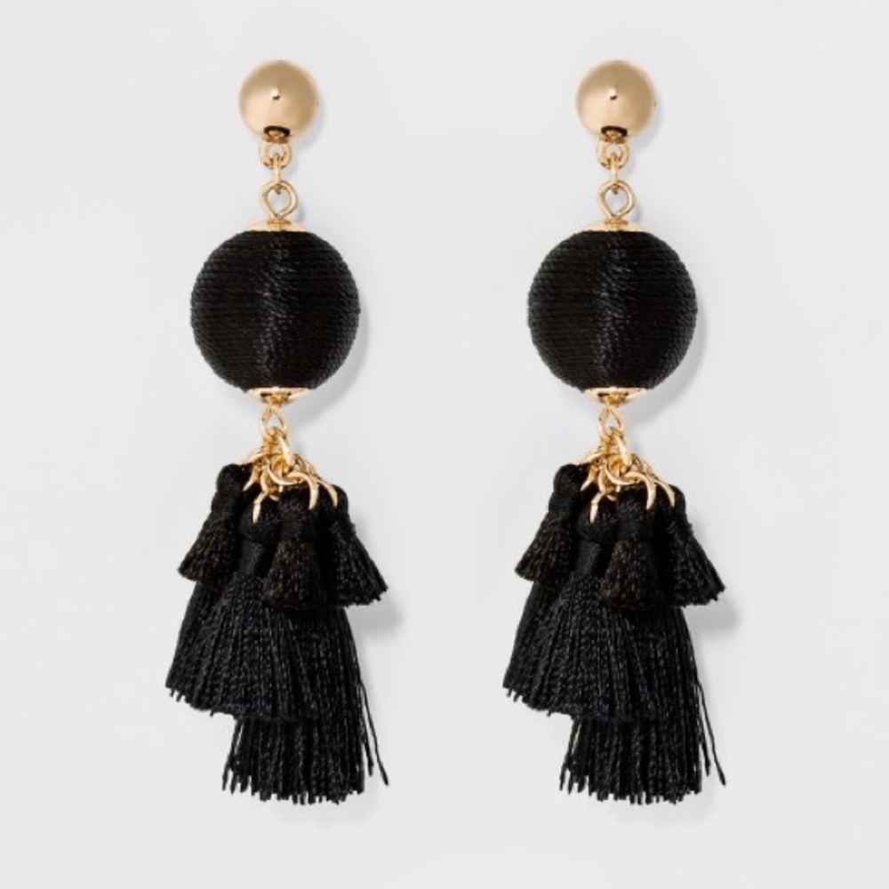 SUGARFIX Ball Drop Earrings with Tassels